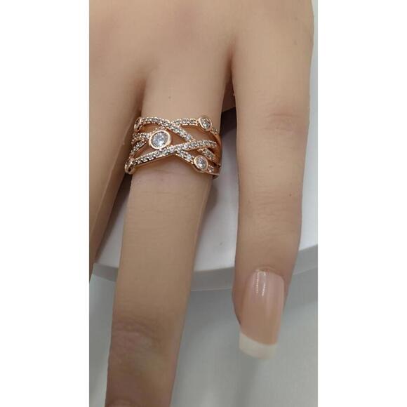 Rose Gold played Crystal Accent Ring Size 7 - Picture 5 of 8